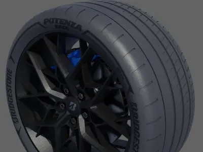 3d Wheel Model of Bridgestone Potenza Race Low-poly 3D model
