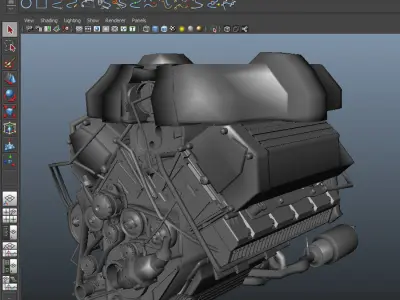 engine and gearbox 3D model