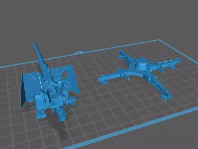 GERMAN 88 CM FLAK WITH SHIELD WW2 AA GUN 3D print model
