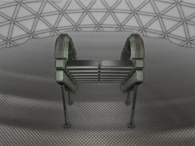 Sci-Fi Stairs - 12 - Green Version Low-poly 3D model