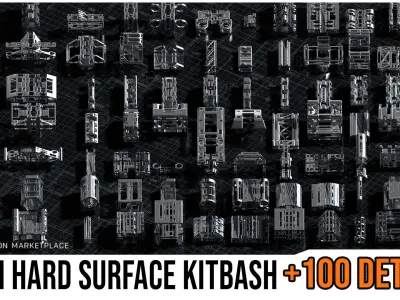 Sci-Fi Hard Surface KITBASH BUNDLE 120 DETAILS   3D model
