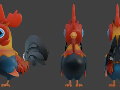Cartoon Rooster 3D model