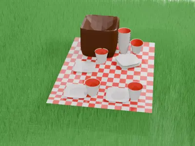 Picnic set Low-poly 3D model