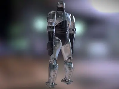 Robocop silver robot suit Low-poly 3D model