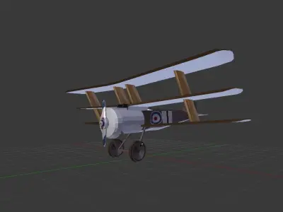 Triplane airplane Low-poly 3D model