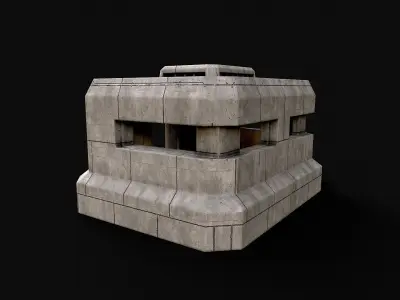 Military Concrete Bunker Base 3 Low-poly 3D model