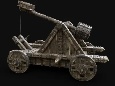 CATAPULT WAR MACHINE MEDIEVAL SIEGE ENGINE WAR BATTLE WEAPON Low-poly 3D model