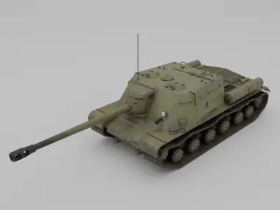 ISU-122s Tank destroyer Low-poly 3D model