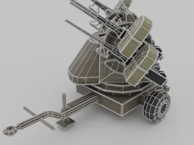 M45 Quadmount meat chopper AA Gun Low-poly 3D model