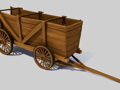 Cartoon Wagon Low-poly 3D model purchase