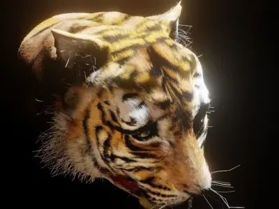 Tiger head blender Free low-poly 3D model