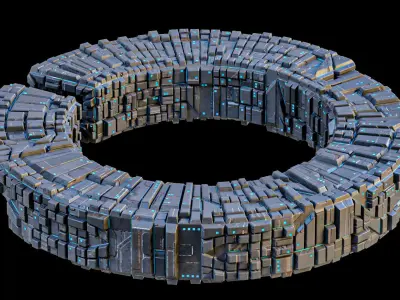 Space Station The Ring Lowpoly Borg Low-poly 3D model