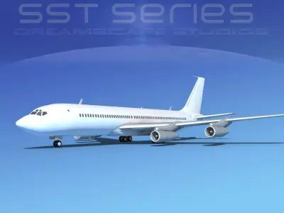 Boeing 707-320 SS Unmarked 2 3D model