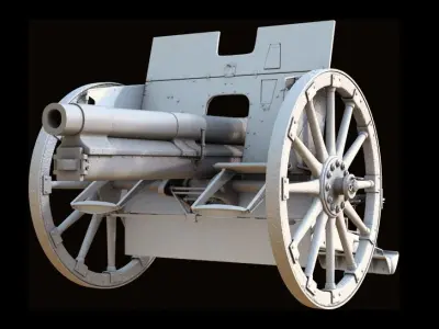 German cannon 7 7 cm Feldkanone 96 3D model
