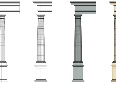 Tuscan column with pedestal and entablature Tuscan Order 3D model