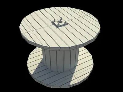 Wooden Cable reel 3D model Low-poly 3D model