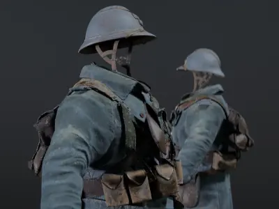 SOLDIER WWI French Rigged 3D model
