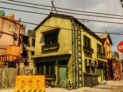 ASIAN URBAN BUILDING HONGKONG 07 Low-poly 3D model