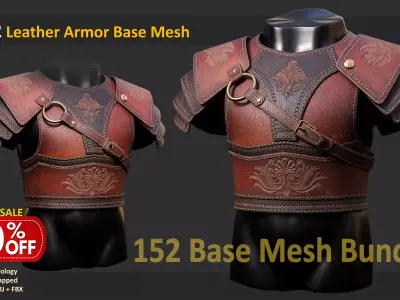 152 Leather Armor Base Mesh - Bundle Low-poly 3D model