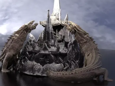  Shogun River Temples 3D model