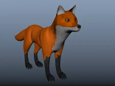 Cartoon fox Low-poly 3D model