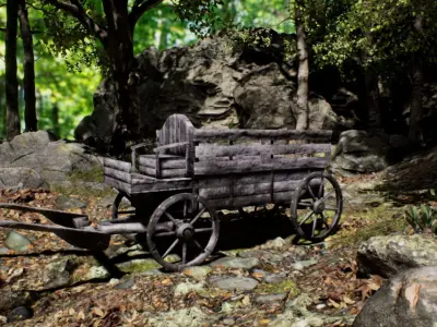 Medieval Horse Cart - Carriage Low-poly 3D model