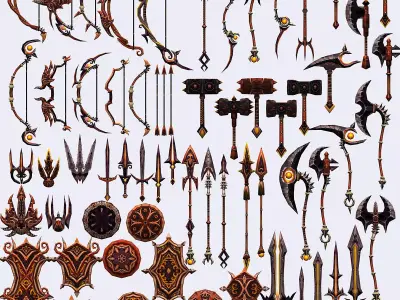 3DRT-Fantasy arms vol-2 Low-poly 3D model