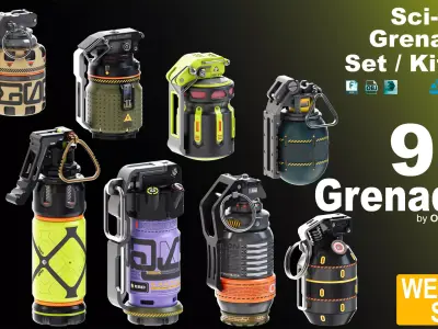 Sci-Fi Grenades Set Kitbash  3D model