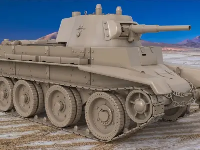 Tank BT 7 Clay Vray  3D model