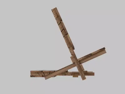 Folding Wood Camping Chair Low-poly 3D model