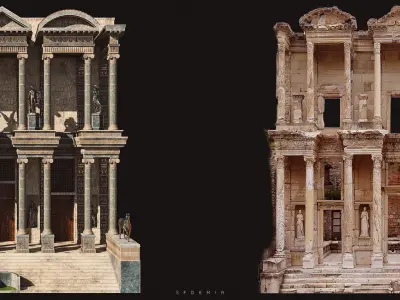 Library Of Celsus - Ephesus PBR Low-poly 3D model