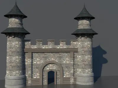 Castle gate Low-poly 3D model