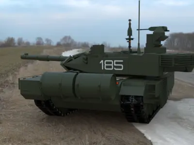 Clean T90MS Main Battle Tank Low-poly 3D model