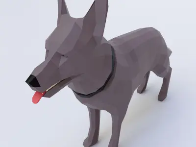 German shepherd low poly 3d model  Low-poly 3D model