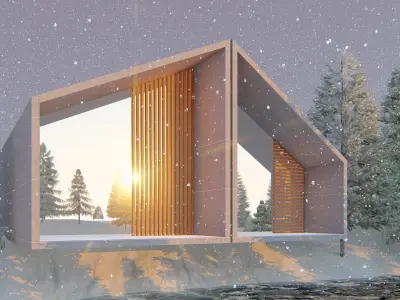 House in middle of lake Free 3D model