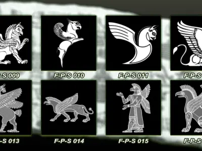 120 Persian ancient symbol Alpha 3D model