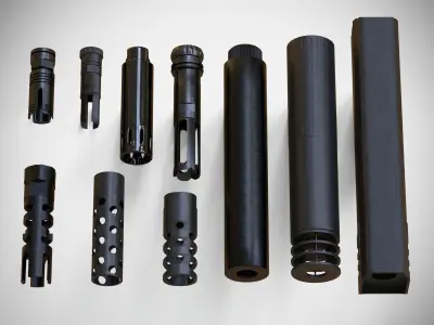 Weapon Customization Pack - 57 Attachments - Gun - PBR Low-poly 3D model