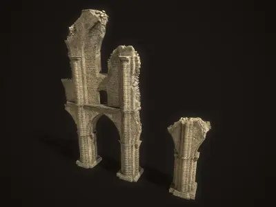 Ancient Cathedral Ruins Low-poly 3D model