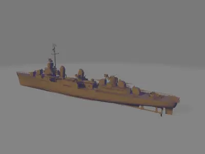 Uss fletcher DD 445 battleship 3D print model