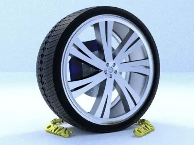 ORTAS CAR RIM 4 GAME READY RIM TIRE AND DISC 3D model