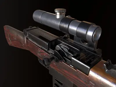 Breda rifle 1935 ww2 with PU scope PBR Low-poly 3D model