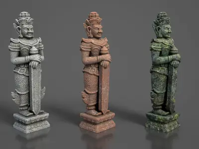 Ancient Khmer Statue 01-250522 Low-poly 3D model