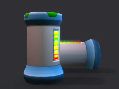 Battery with parametric  texture Low-poly 3D model
