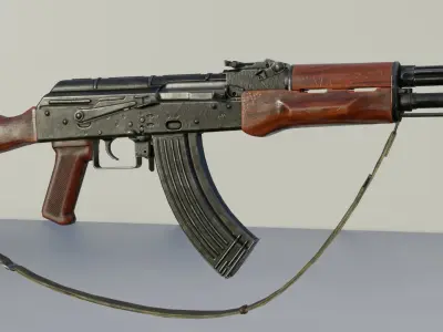 AK-47 Realistic rifle Low-poly 3D model