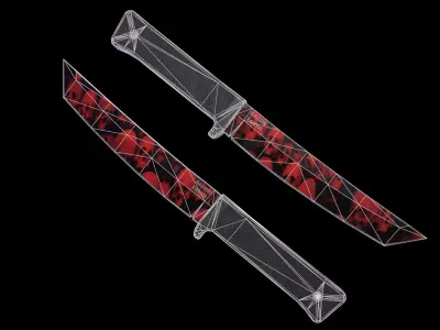 Cold Steel Recon Tanto Red Skull - Knife Low-poly 3D model