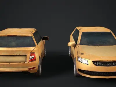 Abandoned Modern Car - Low Poly Game Ready Low-poly 3D model