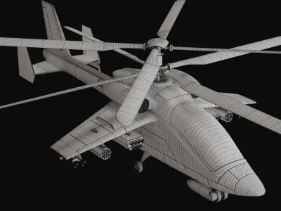 Attack helicopter forest camo dual rotor 3D model