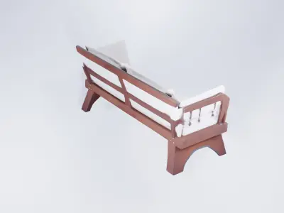 Low Poly Outdoor Bench - Classic Wooden Garden Seat 3D model