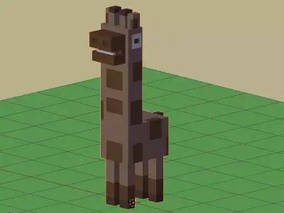 Cross a Road type game Giraffe and Rider Low-poly 3D model