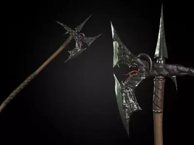Dragon battleaxe Low-poly 3D model